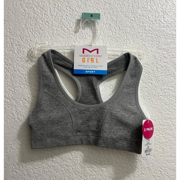 Micro Mesh Racerback Charcoal White Sports Bra Size Small - Picture 2 of 4